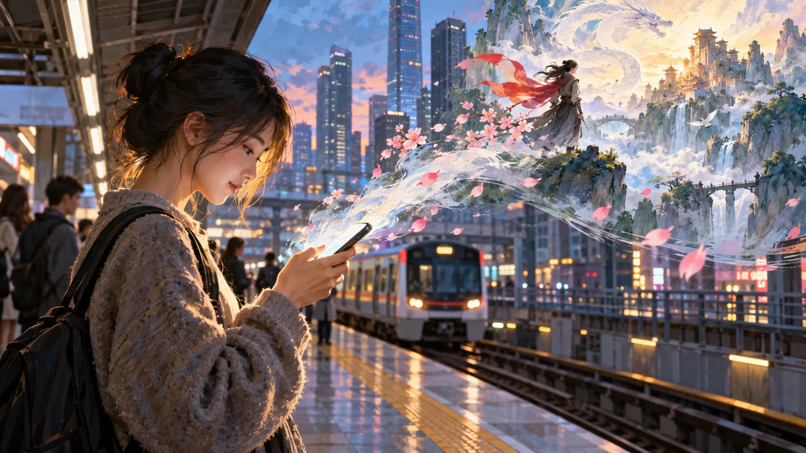 Người đọc một câu chuyện ngắn khi chờ tàu