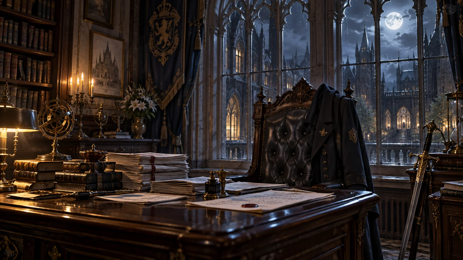 Phòng làm việc yên ắng của giáo sư Rhode trong học viện Gothic