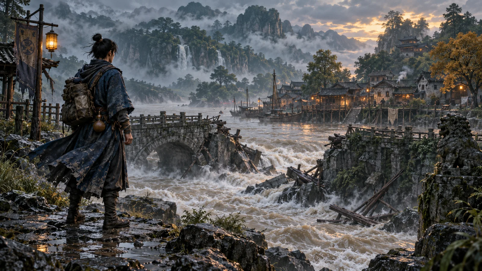 Người đưa thư đứng trước cây cầu gãy bên ngôi làng biến mất khỏi bản đồ