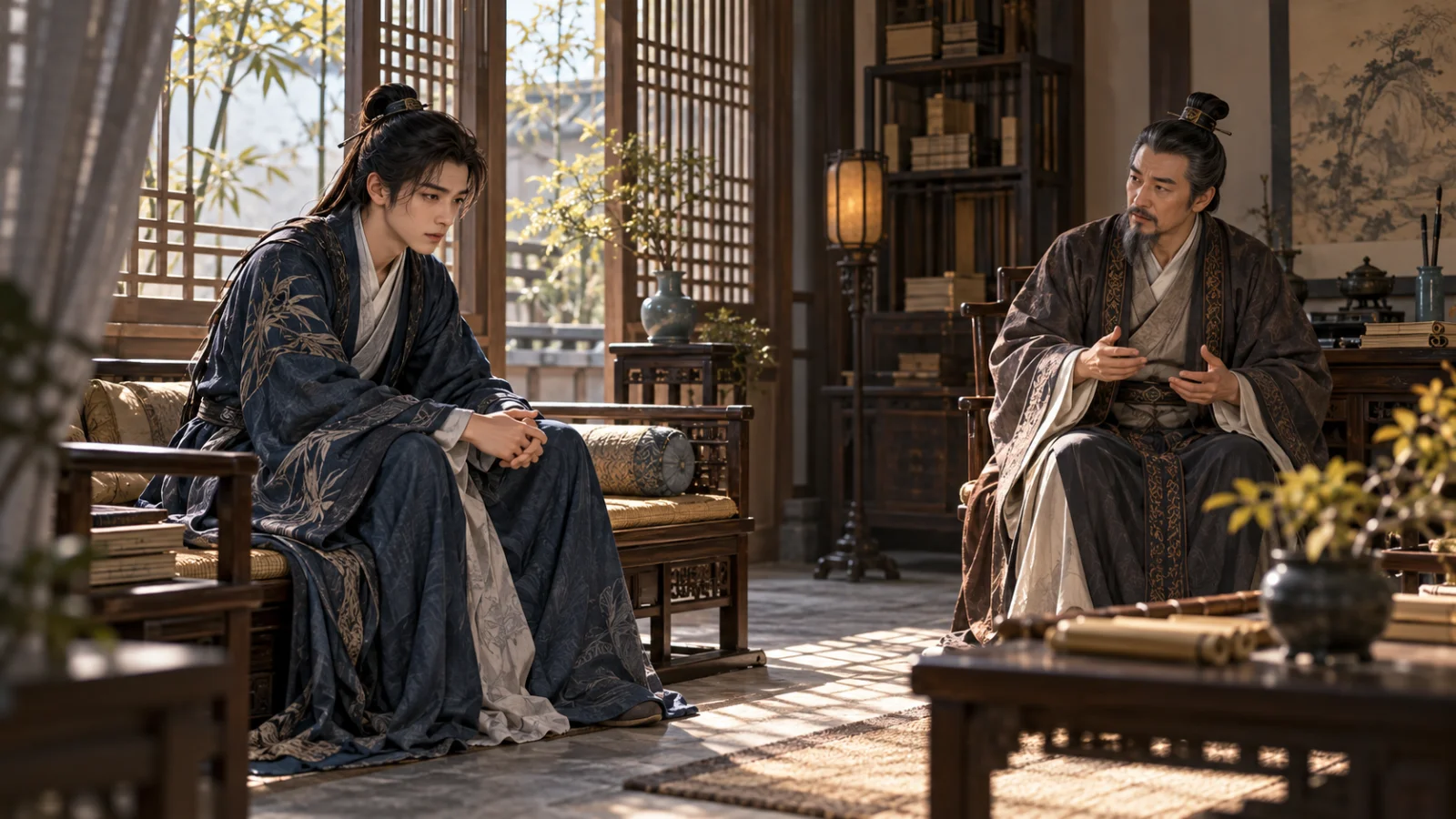 Đường Vũ và cha trong căn nhà ở Kiến Khang thời loạn
